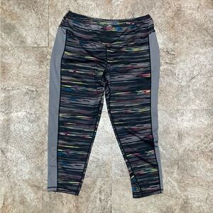 Pro Player Black Leggings with Multicolor Stripe Accents